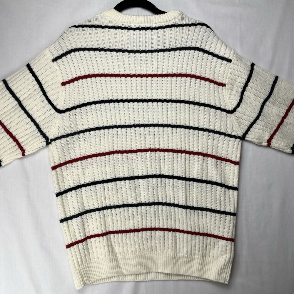 Sun River Clothing Co Pull Over Knit Sweater Women’s XL Red Black Ivory Stripes - Picture 7 of 12
